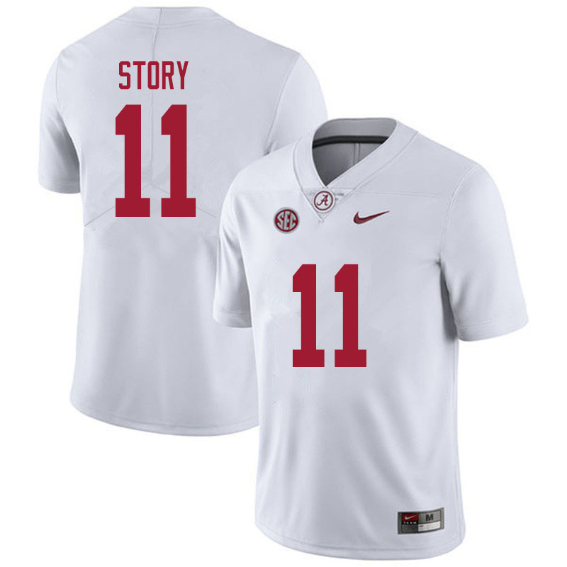 Alabama Crimson Tide Men's Kristian Story #11 White NCAA Nike Authentic Stitched 2020 College Football Jersey FC16T12AU